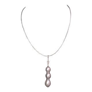 Diamond South Sea Pearl Necklace 14k Gold Italy Certified For Sale