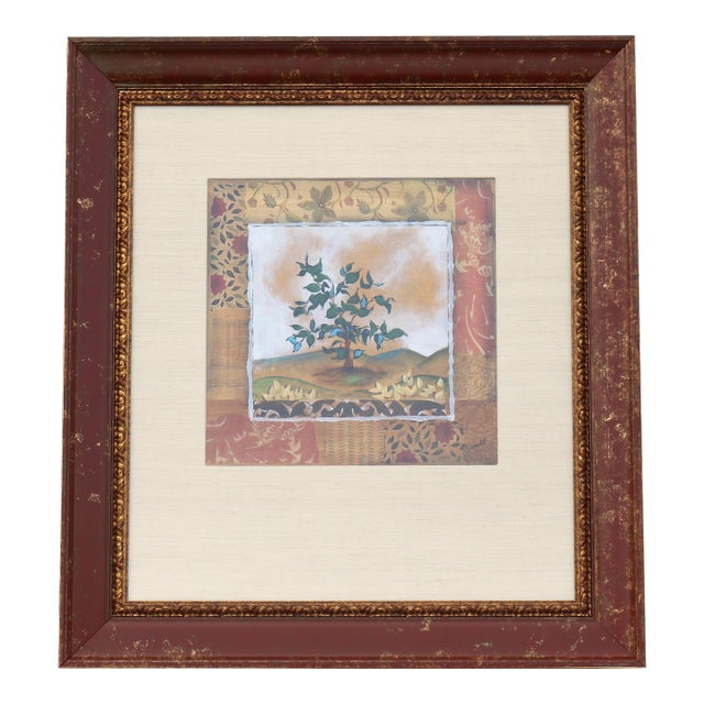 Contemporary Douglas Little Trees Landscape Mixed-Media & Collage Framed Artwork For Sale