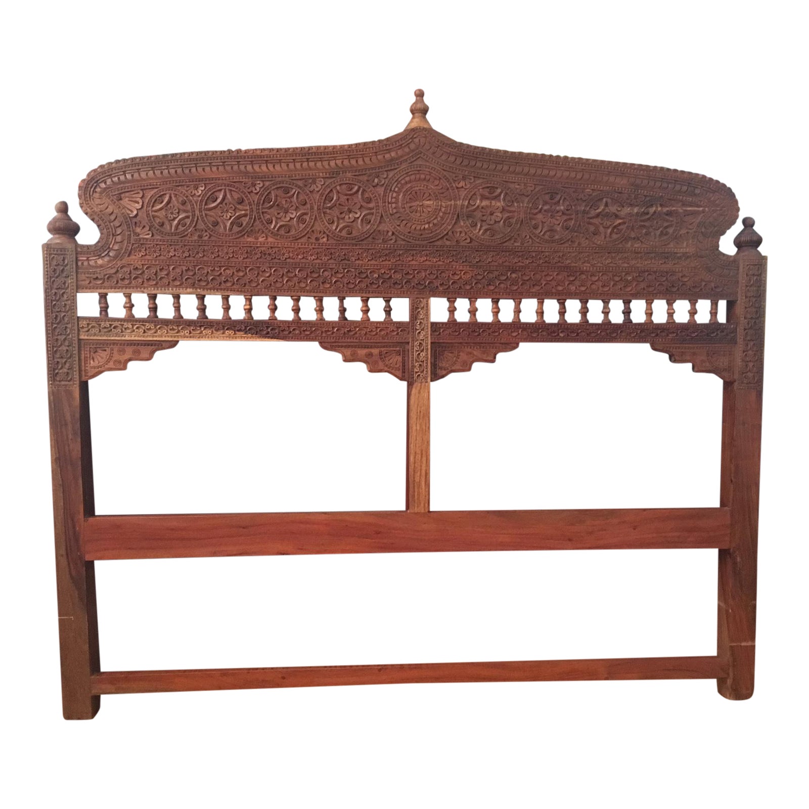 Boho Queen Carved Wood Headboard Chairish