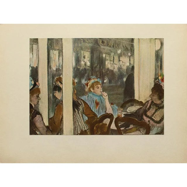Cornflower Blue 1940s After Edgar Degas "At the Cafe" Vintage Full Color Print From Geneva For Sale - Image 8 of 8