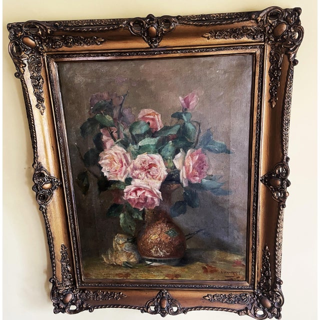 Flowers in a Vase, 1900, Oil on Canvas, Framed For Sale - Image 12 of 17
