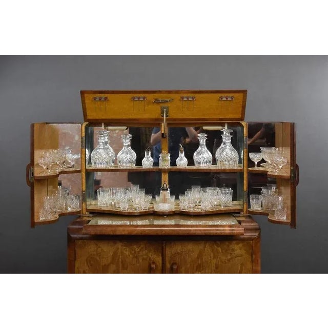 Art Deco Burr Walnut Cocktail Cabinet, 1930s For Sale - Image 6 of 10
