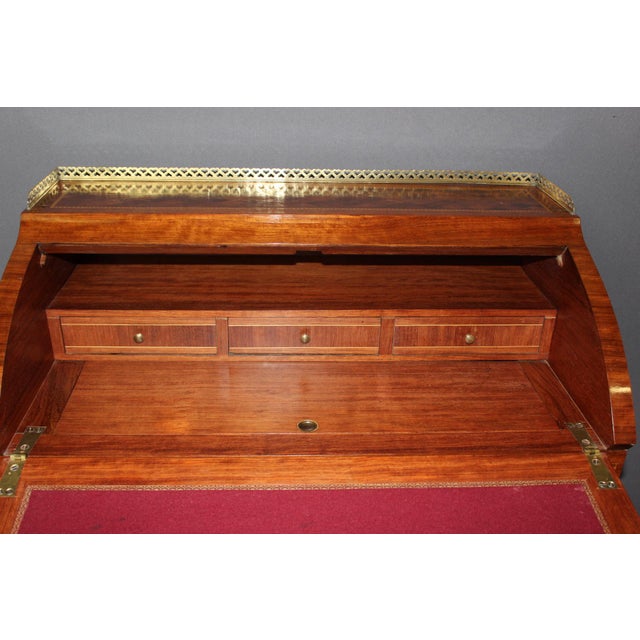 Louis XVI Style Marquetry Roll-Top Desk, 1890s For Sale - Image 4 of 15
