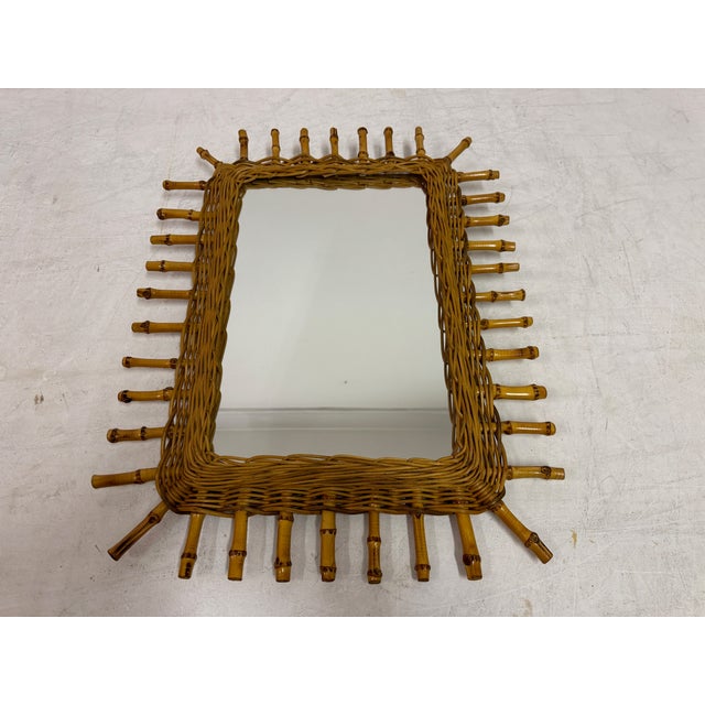 Italian Bamboo Mirror, 1970s For Sale - Image 9 of 10