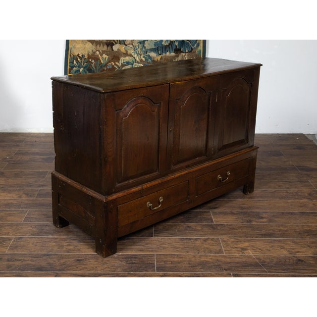 English Georgian Period 18th Century Oak Buffet with Carved Arching Doors For Sale - Image 11 of 12