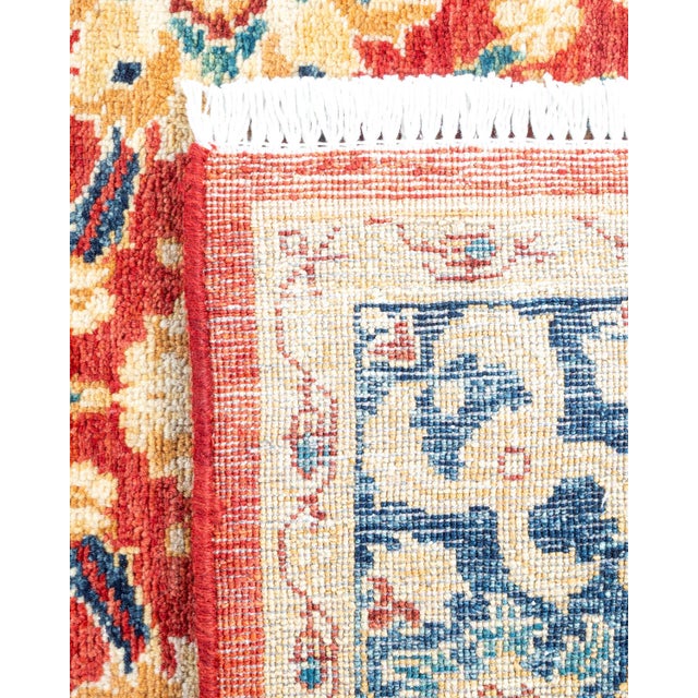 2000 - 2009 Eclectic, One-of-a-Kind Hand-Knotted Area Rug - Orange, 4' 0" x 6' 1" For Sale - Image 5 of 8