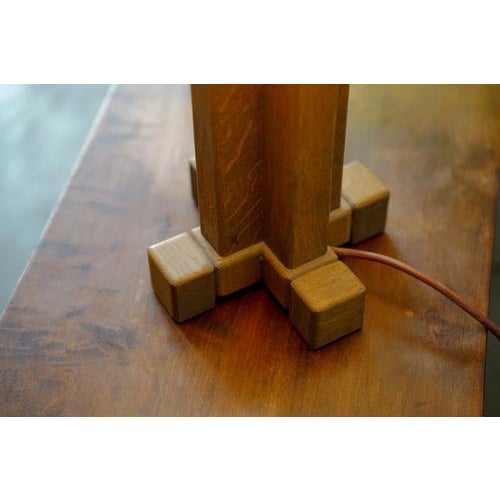 Vintage German Oak Table Lamps, 1970s, Set of 2 For Sale - Image 4 of 7