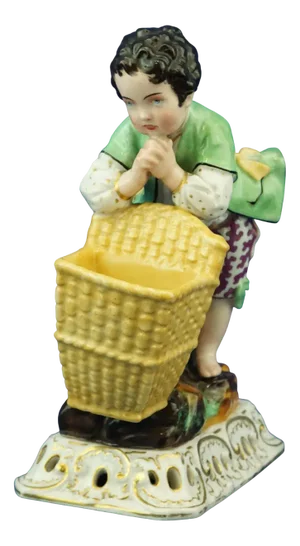 Early 19th Century Porcelain Figurine of Child with Basket by Jacob Petit, France