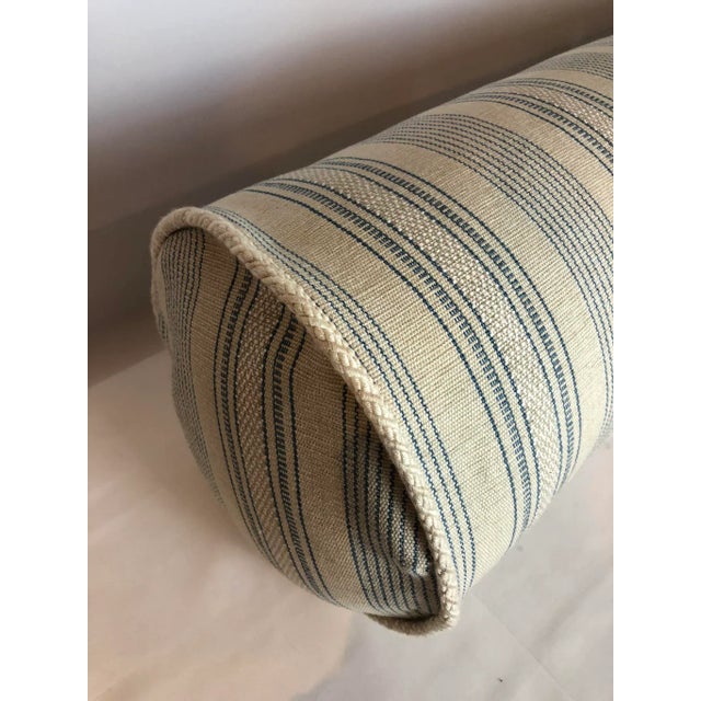 Woven Stripe Cowtan Tout Fabric Bolster With 90/10 Down Insert For Sale - Image 4 of 5