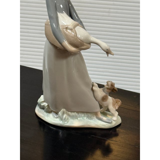 Ceramic Fulgencio García for Lladró Girl With Goose and Dog Porcelain Figurine, Signed For Sale - Image 7 of 12