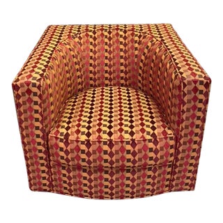 1980s Square Swivel Club Chair For Sale