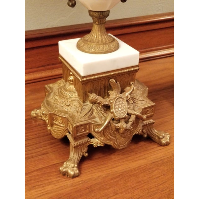 Metal Vintage Italian Pair of 7-Light Gilt Bronze & Marble Figural Cherub Candelabras For Sale - Image 7 of 18