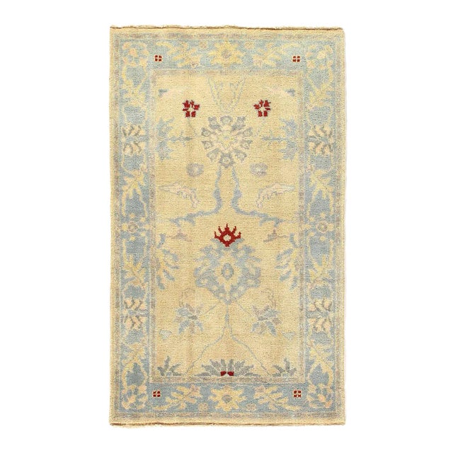Fine Hand Knotted Oushak Rug For Sale