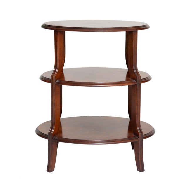 Traditional Baker Furniture Burled Walnut Three Tiered Side Table For Sale - Image 3 of 8