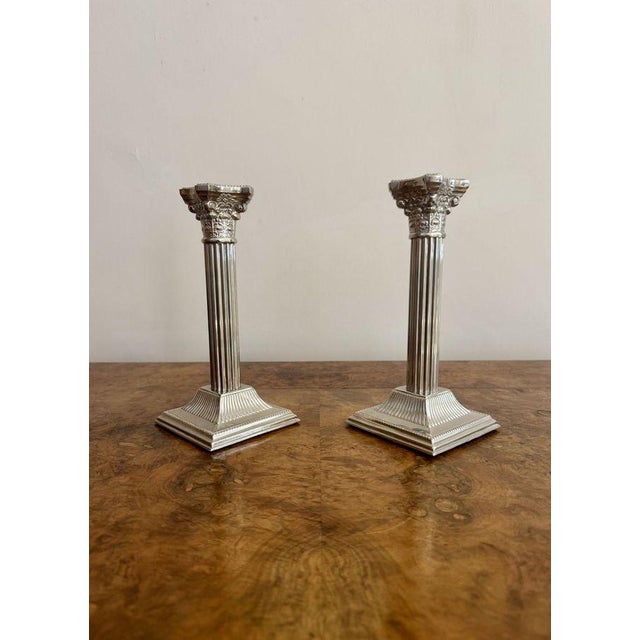 Antique Edwardian Silver Plated Candlesticks, 1900, Set of 2 For Sale - Image 6 of 6