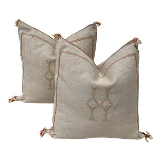 Handmade Cactus Silk Pillow Covers - a Pair For Sale