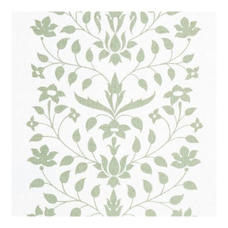 Schumacher x Marie-Anne Oudejans Jaipur Mughal Flower Fabric in Green For Sale