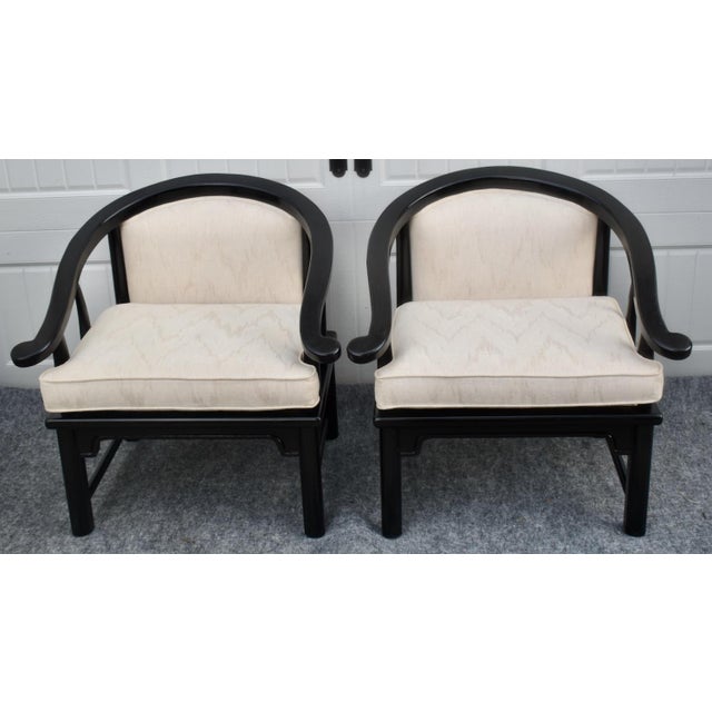 American of Martinsville Armchairs Vintage Horseshoe Ming Lounge Pair MCM For Sale - Image 10 of 15