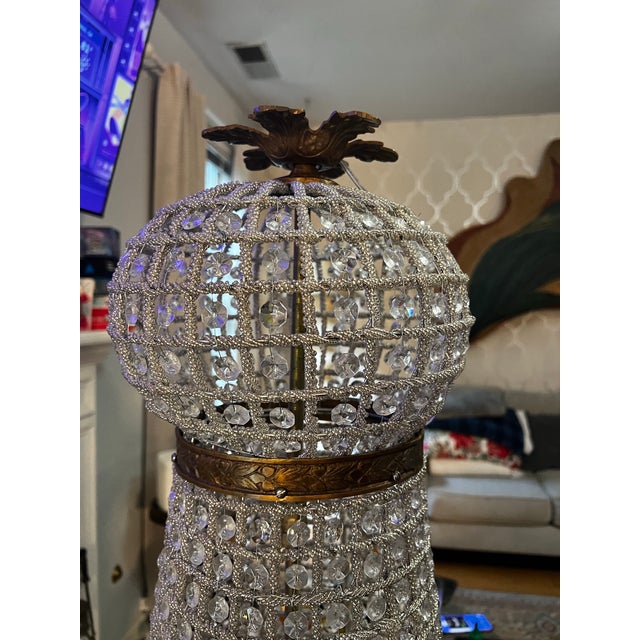 1970s Oversized Gold Stunning Crystal Chandelier With Detailed Accents For Sale - Image 4 of 7