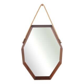 Octagonal Mirror with Teak Frame, 1960s For Sale