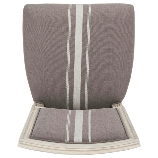 Gray 19''H French Brasserie Linen Side Chair in Grey & Beige & Rustic Grey - a Pair For Sale - Image 8 of 10
