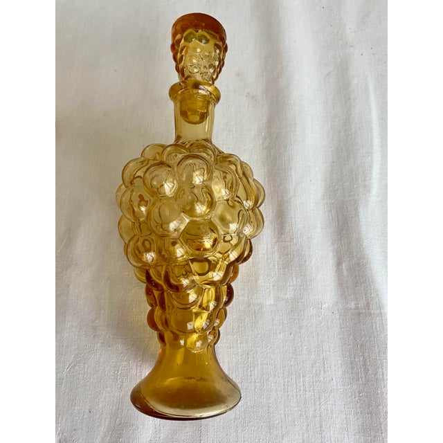 Mid-Century Modern Mid 20th Century Modern Empoli Italian Amber Glass Grape Decanter Set & 6 Cordial/Shot Glasses For Sale - Image 3 of 11