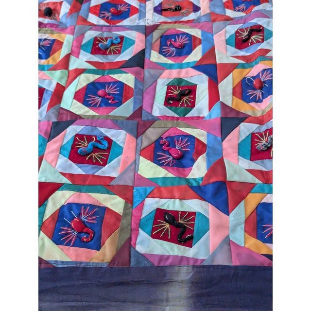 Vintage Double Sided Reversible Handmade Chinese "Bai Jia Bei" Quilt For Sale - Image 9 of 16