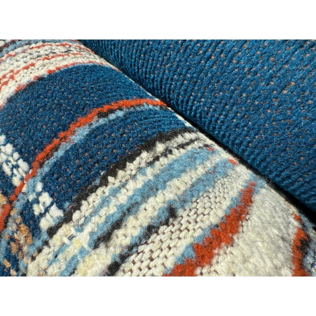 1970s Century Modern Blue Chenille Club Lounge Chair by Levitz Furniture For Sale - Image 9 of 17