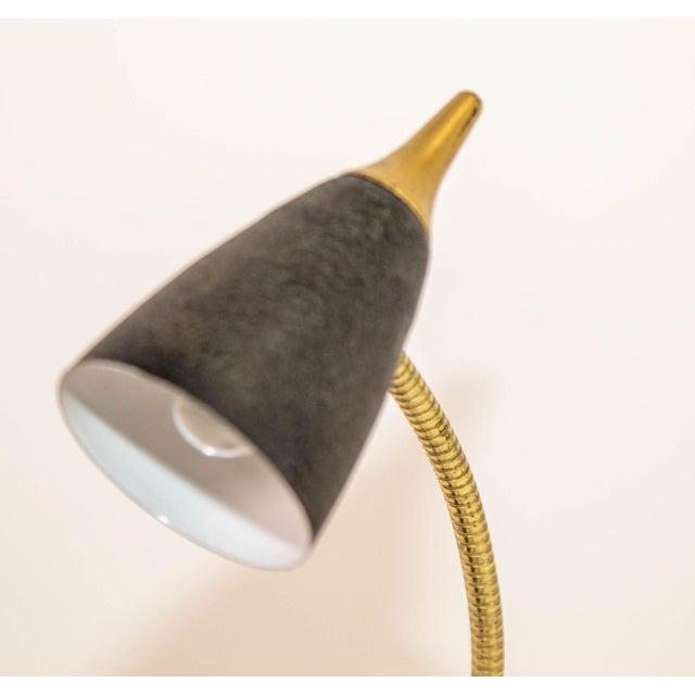 Mid-Century Modern Brass Gooseneck Desk Lamp, Black & Gold, Usa, Circa 1950s For Sale - Image 12 of 18