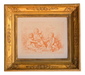 Francois Boucher, Fire, Allegory, 1800s, Glass & Wood & Paper, Framed