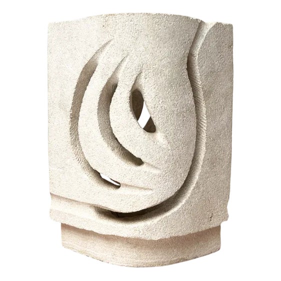 Mid-Century Modern French Stone Table Lamp by Evy Dan For Sale