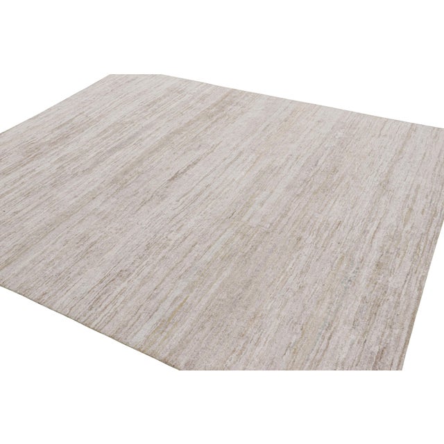 Rug & Kilim Rug & Kilim’s Contemporary Textural Rug in Cream, Gray and Beige With Striae For Sale - Image 4 of 7