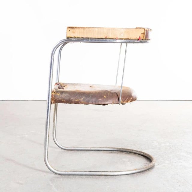 Pel Tubular Chrome Sprung Side Chair in Leather, 1930s For Sale - Image 4 of 11