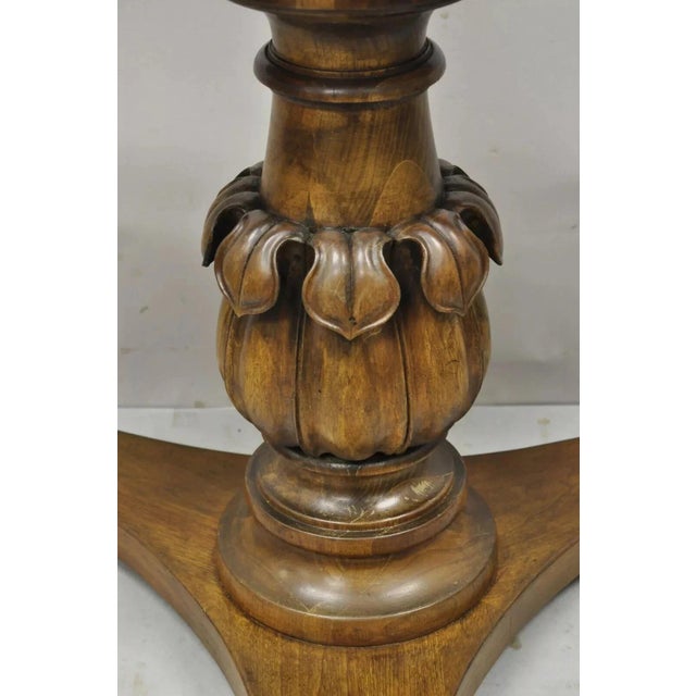 Traditional Vintage Carved Walnut Italian Regency Leaf Pineapple Pedestal Table Base For Sale - Image 3 of 12