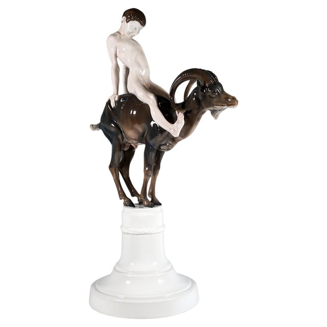 Large Porcelain Capriccio Boy on Ibex from Rosenthal Selb, Germany, 1930s For Sale