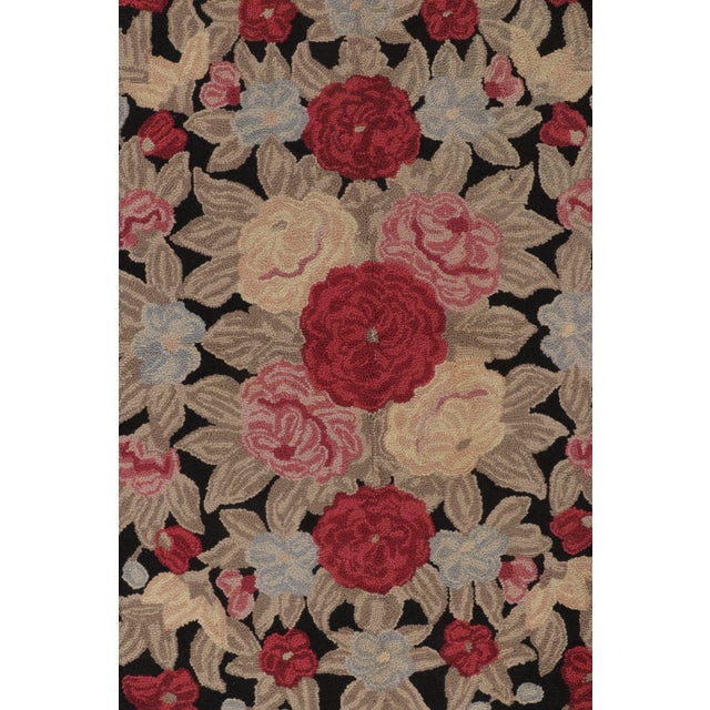 Antique Hooked Rug With Floral Medallion in Bright Pastel Hues - Rug & Kilim For Sale - Image 9 of 10