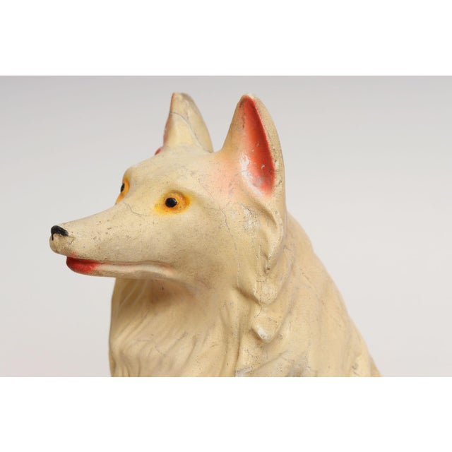 Vintage Painted Chalkware Carnival Chalk Collie Dog Sculpture / Figurine For Sale - Image 10 of 18