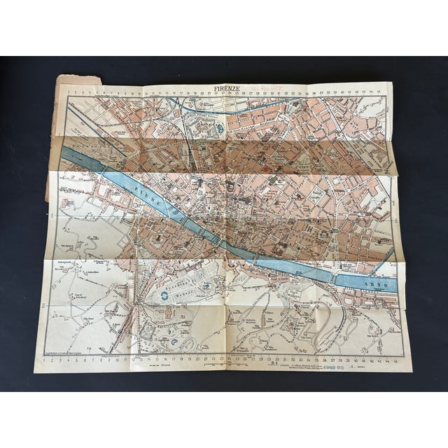Frame this vintage 1930s map of Florence, Italy and hang it on a wall as decor in a living room, hallway, or home library....