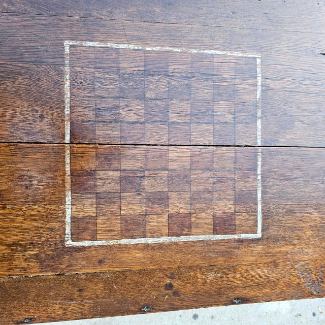 Antique Rustic Handcrafted Chess Table For Sale - Image 4 of 9
