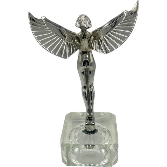 1930s Vintage Aurora Goddess of Dawn Moon Radiator Mascot Hood Ornament Car For Sale - Image 5 of 12
