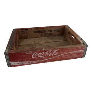 Vintage Coca Cola Wooden Bottle Crate—Red Advertising Case For Sale