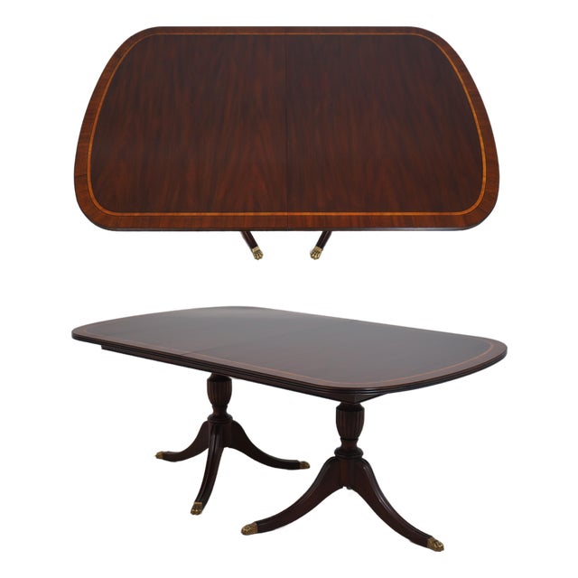 Henkel Harris Mahogany Model 2207 Double Pedestal Dining Table For Sale