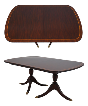 Henkel Harris Mahogany Model 2207 Double Pedestal Dining Table