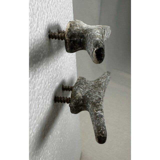 Gray Vintage Oxidized Cast Iron Nautical Architectural Salvage Boat Dock Cleat Drawer Pull Hardware, Set of 2 For Sale - Image 8 of 11