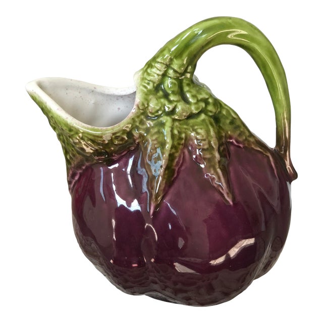 1970s French Ceramic Aubergine Pitcher For Sale
