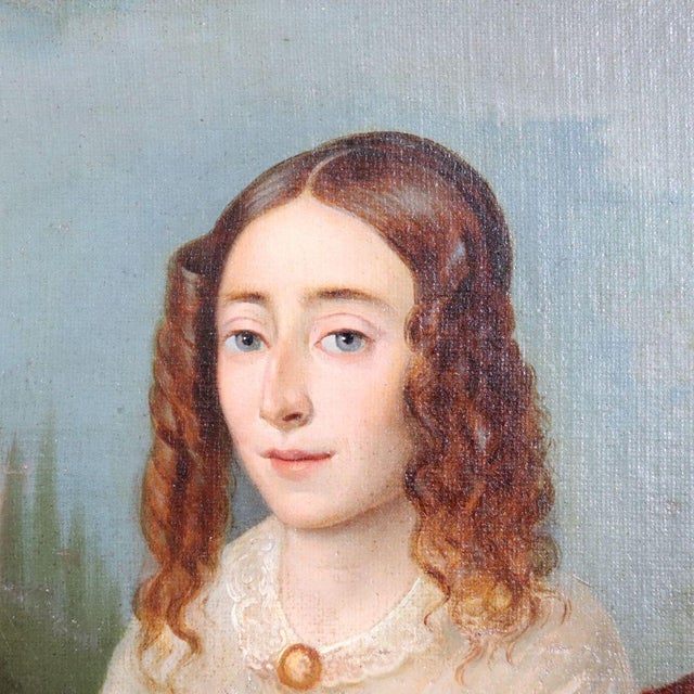 Portrait of a Young Woman with a Book, Oil Painting on Canvas, 19th Century, Framed For Sale - Image 9 of 12