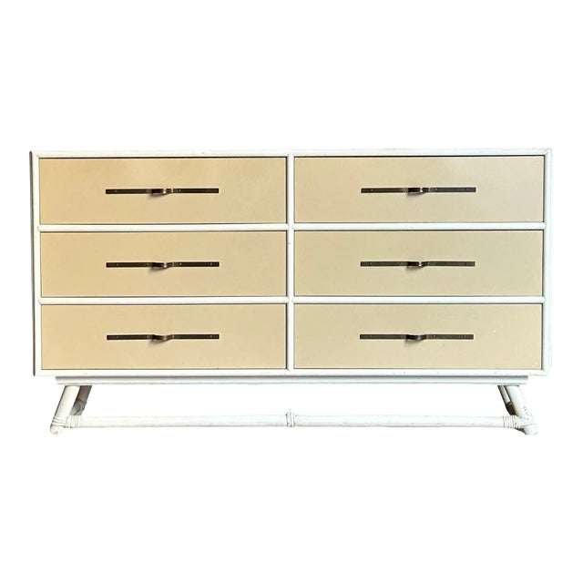 1950s Tommi Parzinger Lacquered Dresser With Brass Hardware for Willow and Reed For Sale