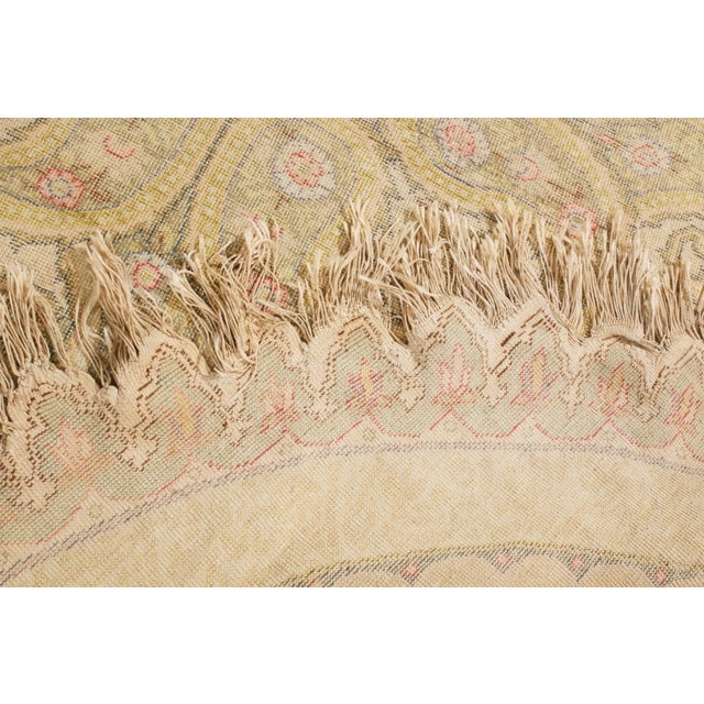 Vintage Hereke Beige Cream Oval Rug With Boteh Medallion Design For Sale In New York - Image 6 of 6