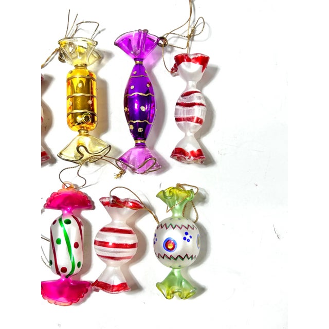 Glass Vintage Glass Candy Christmas Ornaments – Set of 13 For Sale - Image 7 of 12