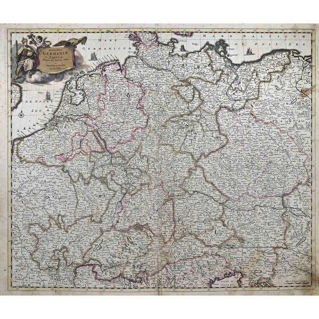 Accuratissima Germaniae Tabula Map Etching by Frederick de Wit, 1680s For Sale